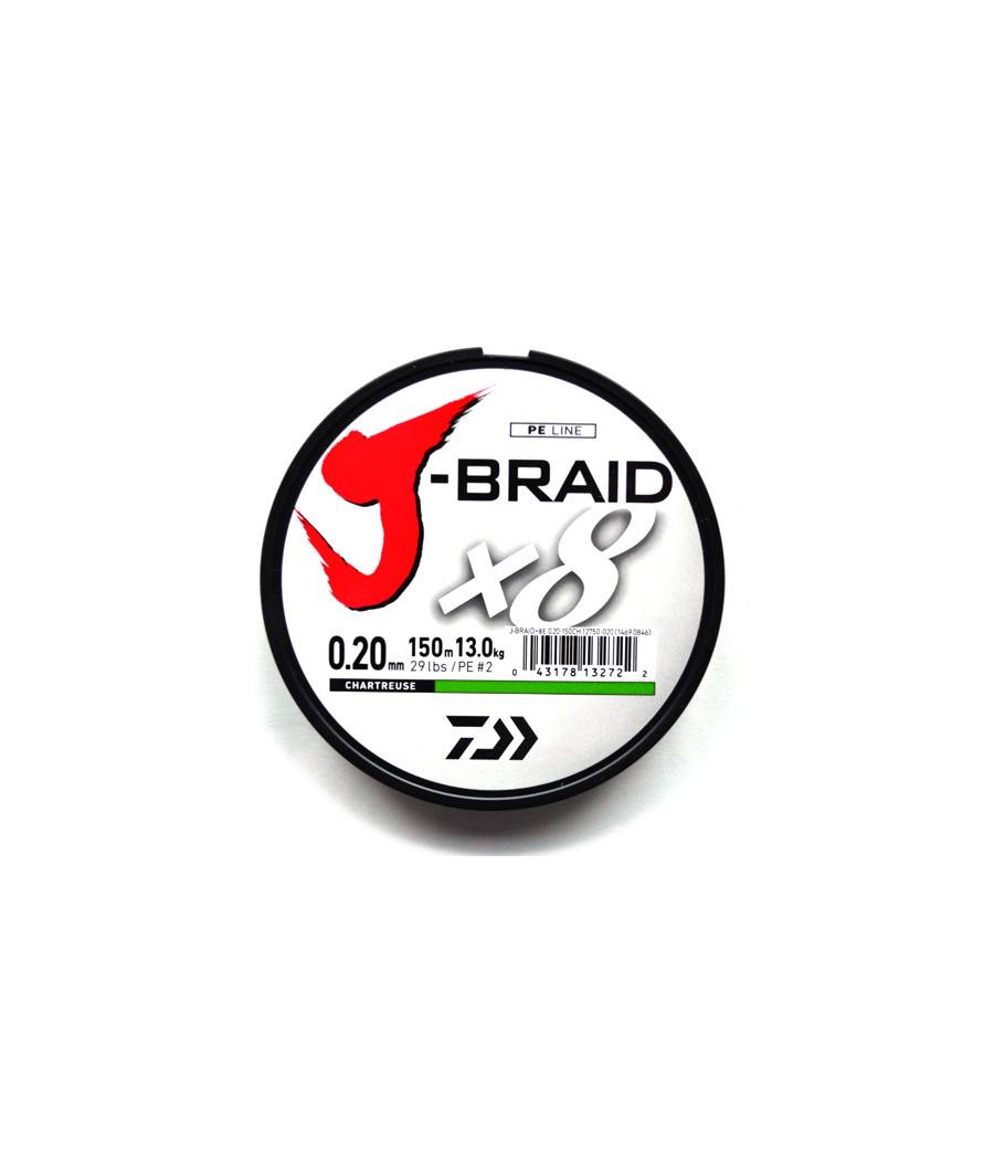 Шнур Daiwa J-Braid X8 150m Chartreuse 12.0kg 0.18mm №1.5