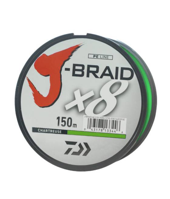 Шнур Daiwa J-Braid X8 150m Chartreuse 12.0kg 0.18mm №1.5