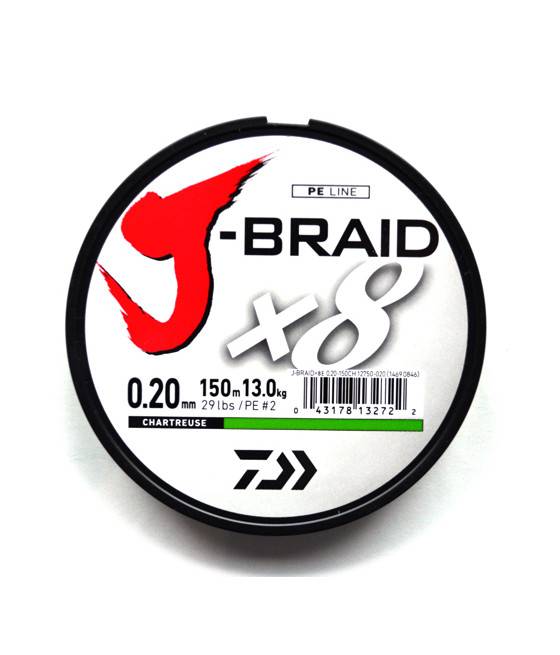 Шнур Daiwa J-Braid X8 150m Chartreuse 13.0kg 0.20mm №2.0