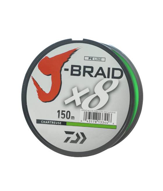 Шнур Daiwa J-Braid X8 150m Chartreuse 18.0kg 0.24mm №3.0