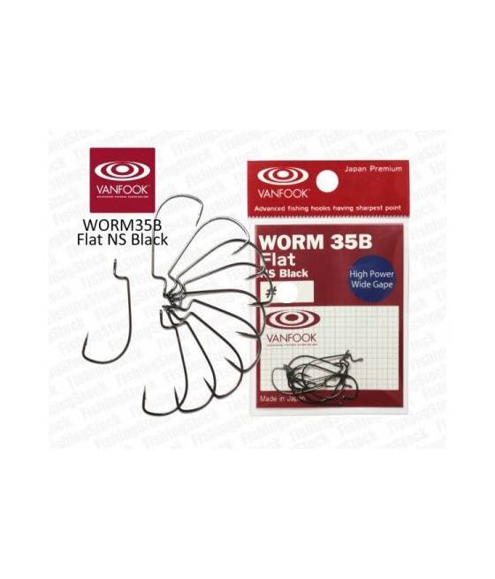 Крючок Vanfook офсетный WORM35B Flat NS Black (№4 (9шт))