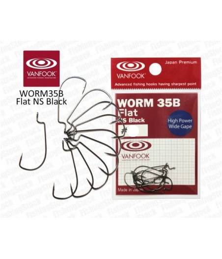 Крючок Vanfook офсетный WORM35B Flat NS Black (№4 (9шт))