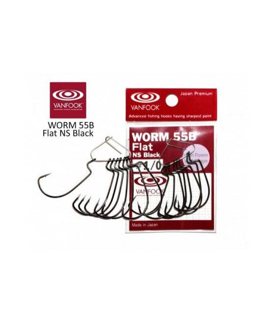 Крючок Vanfook офсетный WORM55B Flat NS Black (№4/0 (4шт))