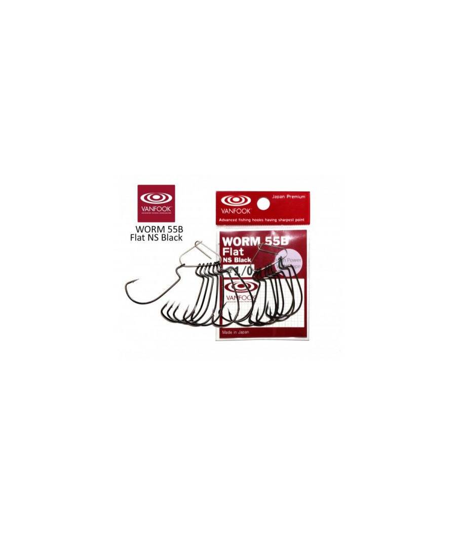 Гачок Vanfook офсетний WORM55B Flat NS Black (№3/0 (5шт))