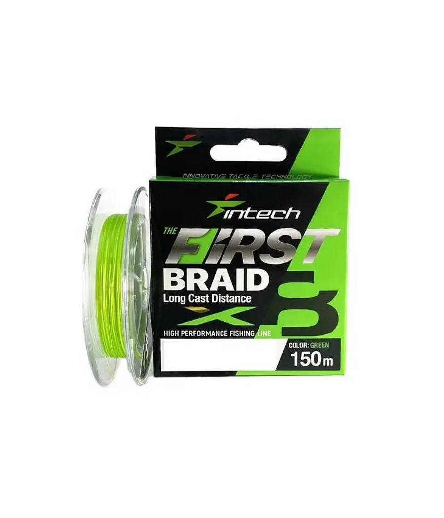 Шнур плетеный Intech First Braid X8 Green 150m №0.4 (10lb/4.54kg)