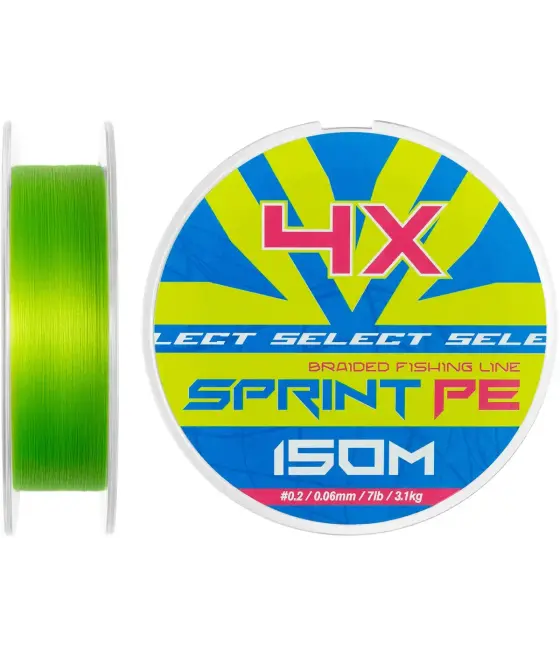 Шнур Select Sprint PE 4X Light Green 150m №0.2/0.06mm 7lb/3.1kg