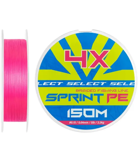 Шнур Select Sprint PE 4X Pink 150m №0.15/0.04mm 5lb/2.3kg
