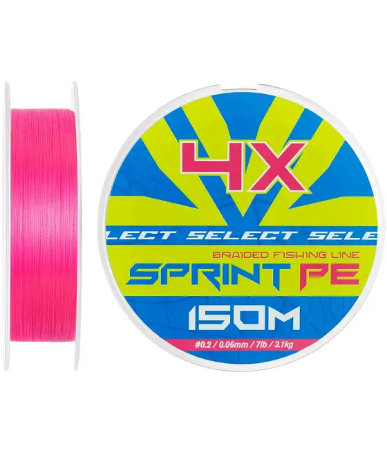 Шнур Select Sprint PE 4X Pink 150m №0.2/0.06mm 7lb/3.1kg